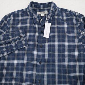Outerknown Shirt men small Blue Organic Cotton Button up Long Sleeve lightweight